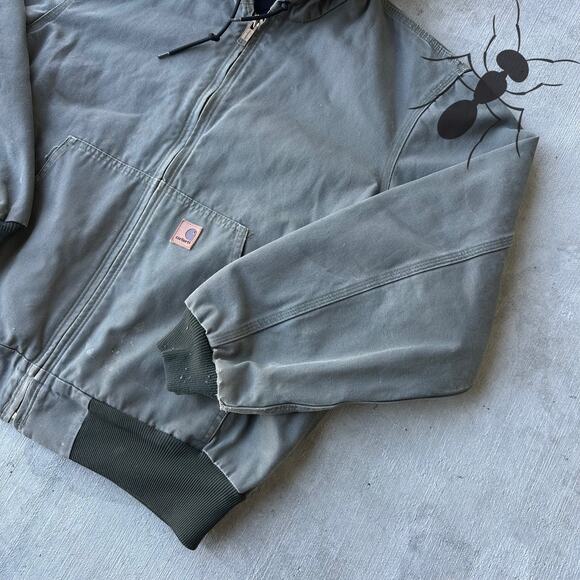 Vintage Y2K Carhartt J280 MOS green hooded work wear jacket - Picture 3 of 10